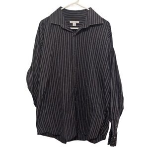 Banana Republic Black and Gray Vertical Stripe Dress Shirt